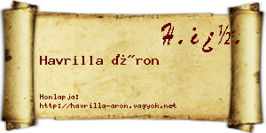 Havrilla Áron névjegykártya